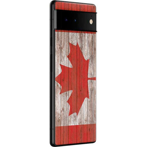 Canadian Flag Dark Wood Google Pixel 6 Skin
